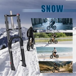 BUCKLOS 20 inch 4.0 Fat Tire Bike Suspension Fork, 180mm Travel 135mm Spacing Hub 9mm QR Ebike Oil MTB Fat Fork, Double Crown 1-1/8 Straight Electric Bicycle Front Fork, Snow Beach Mountain Bike - Image 10