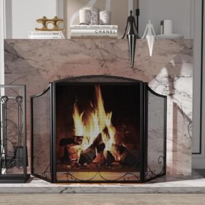 Lizh Metalwork 5 Piece Black Steel Fireplace Tool Set Fireplace Tool Furnace Accessory Kit,Fire Place Set Tools Include Poker,Tongs, Shovel,Brush and Stand Accessories Set,Black - Image 7