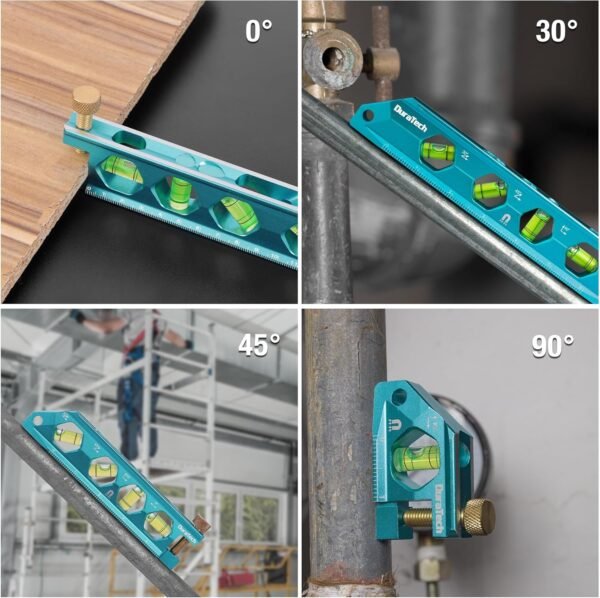 DURATECH 3-Piece Level Tool Set, Magnetic Torpedo Level Included 2.5", 6.25", 8" Leveler with 0°/30°/45°/90° Bubbles, V-Groove, Large Viewing Window, Aluminium Alloy Construction, SAE and Metric Scale 9 81kzka40PjL. AC SL1500