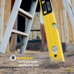 M-D Building Products 92379 SMARTTOOL® 24 Inch Digital Level: Precision Measurement w/LCD Screen, Audible Alerts, Water Resistance, High Visibility, & Heavy-Duty Aluminum Frame - Includes Carry Case 16 M-D Building Products 92379 SMARTTOOL® 24 Inch Digital Level: Precision Measurement w/LCD Screen, Audible Alerts, Water Resistance, High Visibility, & Heavy-Duty Aluminum Frame - Includes Carry Case - Image 7