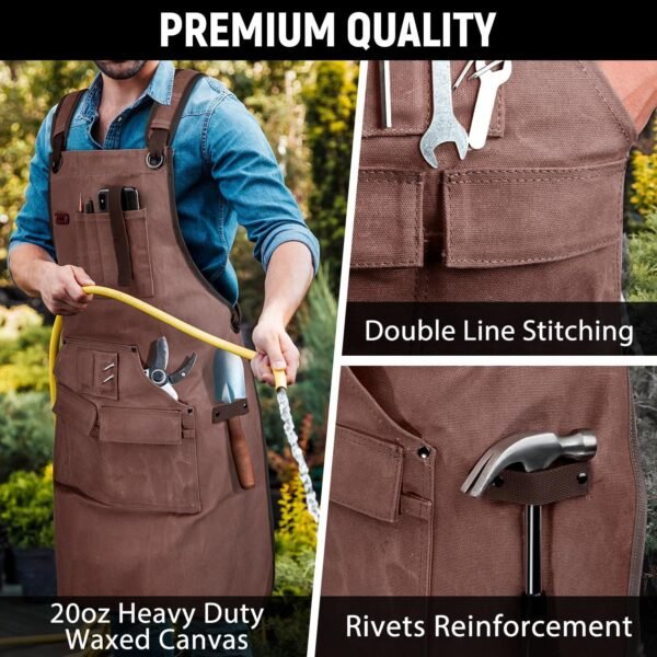 Woodworking Apron for Men, Shop Apron 20 oz Canvas Work Apron with 9 Tool Pockets, Heavy Duty Wood Working Workshop Bib Apron for Carpenter Woodworker Blacksmith, Men Gift, Adjustable to S- 3XL, Brown 5 81ol+vYktJL. AC SL1500