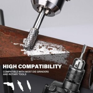 HAUTMEC Tungsten Carbide Rotary Burr Bit Set– 1/4" Shank with Portable Storage Bag, Double Cut Tungsten Rotary File for Die Grinder, Suit for Metal Carving, Grinding, Engraving & Deburring - HT0453 - Image 6