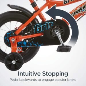 Schwinn Petunia and Grit Bike, 12 Inch Bike for Kids Ages 2-4, Orange, Teal, Pink or Blue, Steerable Beginner Bicycle with Training Wheels, Parent Push Handle, Rear Coaster Brake, Adjustable Seat - Image 6