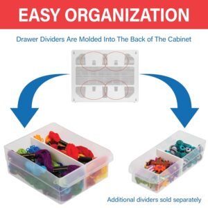 Akro-Mils 24-Drawer Plastic Drawer Storage Cabinet for Garage Organization, Bead Organizer, Building Bricks Storage, Teacher Toolbox, Makeup Organizer, 20" W x 6" D x 16" H, 10124 Black - Image 6