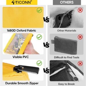 TICONN Tool Pouch, 1680D Oxford Small Tool Bag, Tool Pouches with Zipper, Clear Utility Bag Zipper Pouch for Tool Organizers and Storage (6PK Combo) 14 TICONN Tool Pouch, 1680D Oxford Small Tool Bag, Tool Pouches with Zipper, Clear Utility Bag Zipper Pouch for Tool Organizers and Storage (6PK Combo) - Image 6