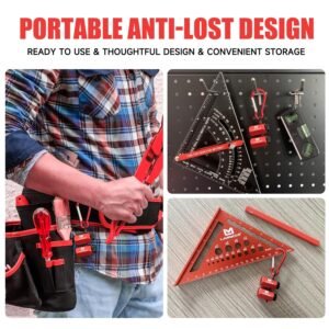 Stair Gauge with Anti-Drop Holder & Carabiner, Tall Aluminum Alloy Stair Gauges for Framing Square, Attachment Tool and Guide for Circular Saw, Red 18 Stair Gauge with Anti-Drop Holder & Carabiner, Tall Aluminum Alloy Stair Gauges for Framing Square, Attachment Tool and Guide for Circular Saw, Red - Image 8