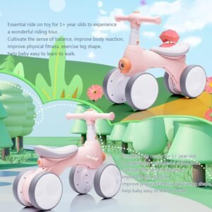 Baby Toddler Balance Bike with Bubble Machine for 1 Year Old Children,4 Wheels Kids Balance Bike w/Bubble Maker,Kids Ride on Toys,Headlight for Ages 12-36 Months Boys Girls (Pink&Orange) - Image 4