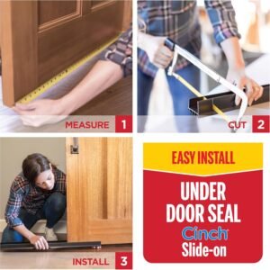 M-D Building Products Vinyl Cinch U-Shape Door Bottom Seal, Slide-On Weatherstripping Draft Stopper, Easy to Install, Fits 36” x 1-3/4” Doors, Fills 3/8”- 3/4” Gaps, 43338, Clear - Image 7