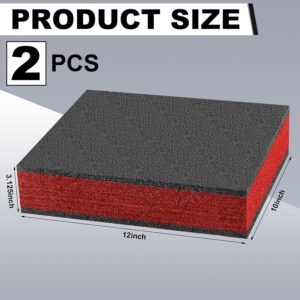 Frienda 2 Pcs Polyethylene Foam Sheet Polyethylene Insert Cuttable Packing Block Foam Padding for Toolbox Storage and Crafts (12" X 10" X 3.15,Red and Black) 11 Frienda 2 Pcs Polyethylene Foam Sheet Polyethylene Insert Cuttable Packing Block Foam Padding for Toolbox Storage and Crafts (12" X 10" X 3.15,Red and Black) - Image 3