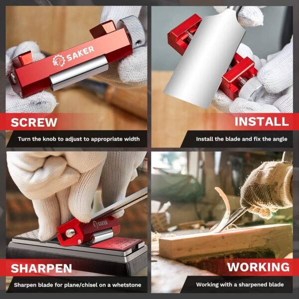Saker Honing Guide with Whetstone - Red Off-Center Upgraded Honing Tool and Diamond Sharpening Stone Set Kit for Knife, Short Chisels and Planes, Fine/Coarse Plate, 400/1000/Grit… 8 81vi0WKQWFL. AC SL1500