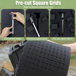 4 Pack Gun Case Foams-16 x 12 x 2 Inch Pick and Pluck Shadow Packing Foam Sheets for Craft, Black Polyurethane Toolbox Carry Case Foam Inserts, Closed Cell Foam for Gun Cases Padding Storage Organizer - Image 4