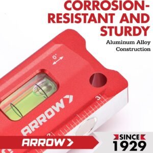ARROW 4-Inch Torpedo Level, Small Magnetic Leveler Tool with 0°/90° Bubbles, Top-view Window, Aluminium Alloy Frame, Dual SAE and Metric Scales 19 ARROW 4-Inch Torpedo Level, Small Magnetic Leveler Tool with 0°/90° Bubbles, Top-view Window, Aluminium Alloy Frame, Dual SAE and Metric Scales - Image 9