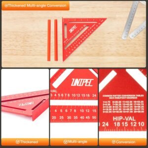 7" Aluminum Rafter Square with Carpenter Pencils, Heavy-Duty Alloy Triangle Ruler & Protractor for Woodworking, Carpentry, Framing & Layout Measurements - Image 5