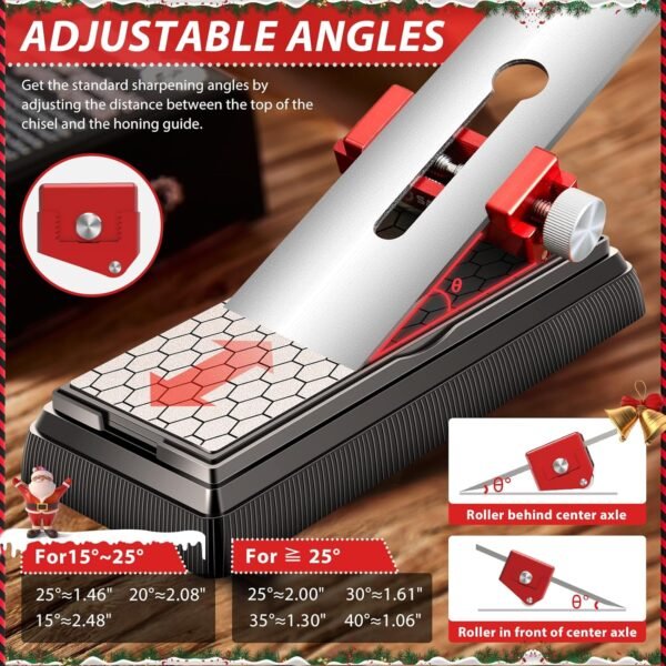 Saker Honing Guide with Whetstone - Red Off-Center Upgraded Honing Tool and Diamond Sharpening Stone Set Kit for Knife, Short Chisels and Planes, Fine/Coarse Plate, 400/1000/Grit… 4 81zaVrnqarL. AC SL1500