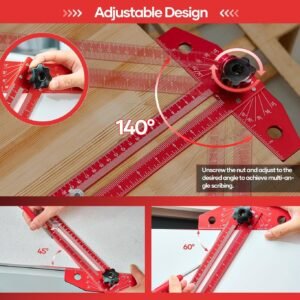 Saker Woodworking Scriber Marking Line Ruler, Adjustable Aluminum Alloy Sliding T-Square Ruler,Precision Line Drawing aid Ruler with Angle Adjustment Scale - Image 6