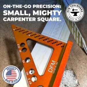 DFM Small Carpenters Work Tools w/Fixed Miter Angle Pin - Precision Woodworking - 3.5" x 3.75" Size for Pocket 1/16" Scribe Holes 5 x 1/4" Pin Holes - Made in USA - English Blue - Image 4