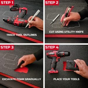 ONREVA Tool Box Foam, 3Pack 22x18x2 inch, Foam Inserts for Cases, Polyethylene Storage Sheets for Toolbox Hard Case, Tool Shadow Insert, Kaizen Organizer Sheet 15 ONREVA Tool Box Foam, 3Pack 22x18x2 inch, Foam Inserts for Cases, Polyethylene Storage Sheets for Toolbox Hard Case, Tool Shadow Insert, Kaizen Organizer Sheet - Image 5