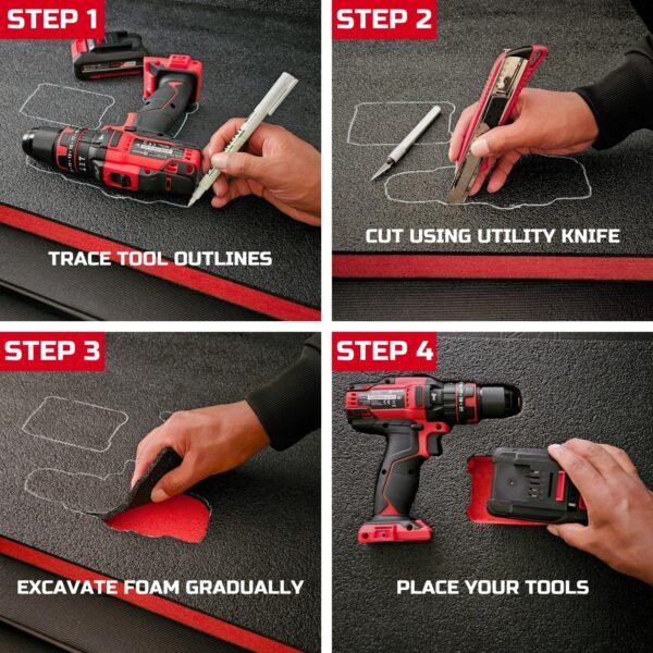 ONREVA Tool Box Foam, 3Pack 22x18x2 inch, Foam Inserts for Cases, Polyethylene Storage Sheets for Toolbox Hard Case, Tool Shadow Insert, Kaizen Organizer Sheet 5 9153HOMVk+L. AC SL1500