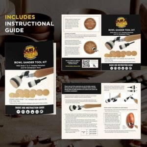 Dura-Gold Woodturning Bowl Sander Tool Kit - 1" & 2" Hook & Loop Backing Pads, 50 Sanding Discs (60 to 320 Grit), Dual Bearing, Hardwood Handle, 1/4" Mandrel, Sandpaper Woodworking 14 Dura-Gold Woodturning Bowl Sander Tool Kit - 1" & 2" Hook & Loop Backing Pads, 50 Sanding Discs (60 to 320 Grit), Dual Bearing, Hardwood Handle, 1/4" Mandrel, Sandpaper Woodworking - Image 7