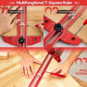 Saker Woodworking Scriber Marking Line Ruler, Adjustable Aluminum Alloy Sliding T-Square Ruler,Precision Line Drawing aid Ruler with Angle Adjustment Scale - Image 5