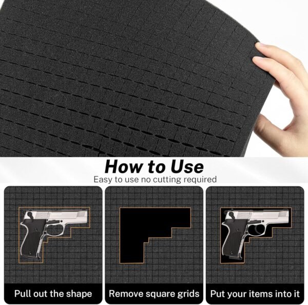 Polyurethane Foam Padding, 16 x 12 x 3 Inch Black Perforated Pick and Pluck Foam Sheets for Tool Box, Camera, Crafts and Storage 5 91O6CHV+XKL. AC SL1500