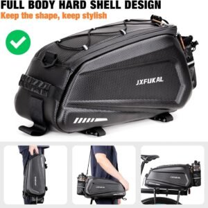 JXFUKAL Bike Bags for Bicycle Rear rack - 9.5L/17L/40L Hard Shell Waterproof Bike Ebike Trunk Pannier Saddle Seat Bag Carrier with Reflector, Rain Cover & Shoulder Strap for Commuter Travel Outdoor - Image 5