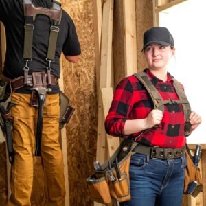 Bucket Boss - AirLift Tool Belt with Suspenders, Tool Belts - Original Series (50100) with 12 pockets, Brown , 52 Inch - Image 4