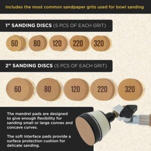 Dura-Gold Woodturning Bowl Sander Tool Kit - 1" & 2" Hook & Loop Backing Pads, 50 Sanding Discs (60 to 320 Grit), Dual Bearing, Hardwood Handle, 1/4" Mandrel, Sandpaper Woodworking 11 Dura-Gold Woodturning Bowl Sander Tool Kit - 1" & 2" Hook & Loop Backing Pads, 50 Sanding Discs (60 to 320 Grit), Dual Bearing, Hardwood Handle, 1/4" Mandrel, Sandpaper Woodworking - Image 4