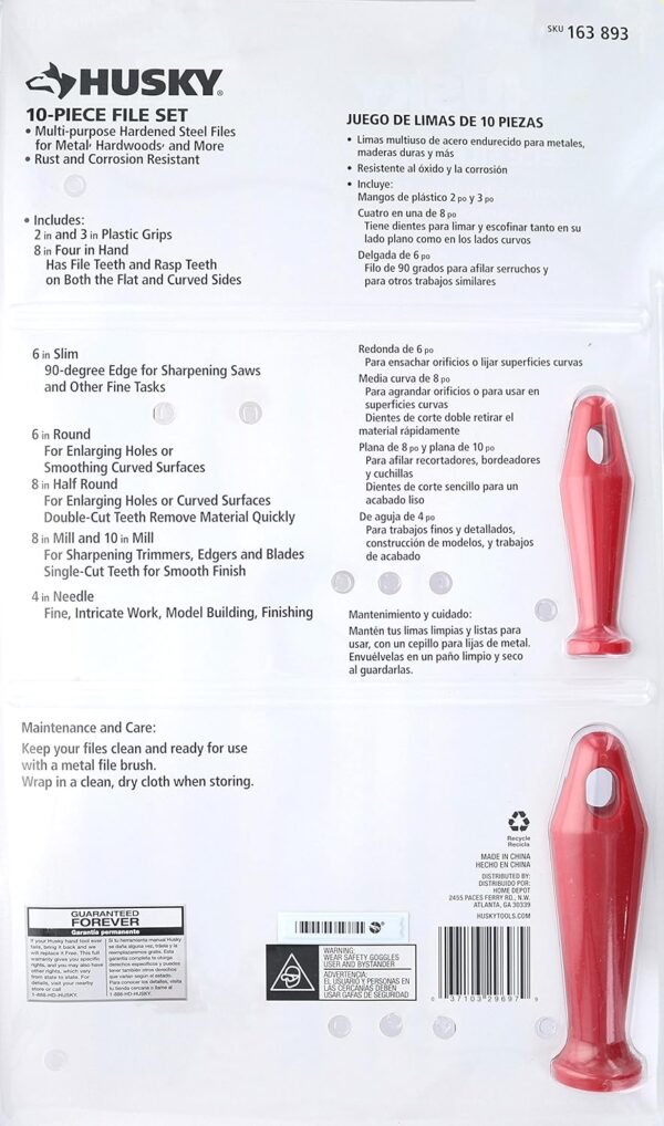 Husky 22105HD 8 Pack of Assorted Files with Interchangeable Plastic Handles for Wood and Metalworking (Metal Brush Not Included) 3 91qVT1R PSL. SL1500