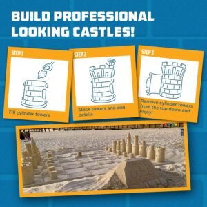 Create A Castle Sandcastle Building Tools Set as Seen on Shark Tank - Castle Tower Window Cutter, Multi Tool, Brick Maker - Use with Outdoor Beach Sand, Snow, or Sandbox, 3 Pack - Image 9