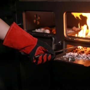 Fireplace Welding Gloves Fire Heat Resistant: 16IN 932°F Fireproof Leather for Fire Pit Wood Stove Campfire Furnace BBQ Baking,Grill Oven Stick Mig Tig Gear Birthday Christmas Gift for Man M - Image 4