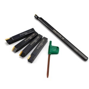 OSCARBIDE 3/8" Shank Lathe Turning Tool Set, 5pcs (4 Carbide Tool Holders + 1 Boring Bar),Metal Lathe Tools with Carbide Inserts TCMT110204(TCMT21.51) - Image 9