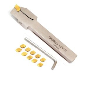 OSCARBIDE 1/2" Shank Nickel Plated Indexable Lathe Grooving Parting Holder Heavy Duty with 10 Pieces GTN-2(QC1402) Carbide Inserts QA08R-20 Right -Hand Cut Off Tool - Image 2