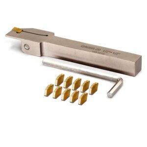 OSCARBIDE 1/2" Shank Nickel Plated Indexable Lathe Grooving Parting Holder Heavy Duty with 10 Pieces GTN-2(QC1402) Carbide Inserts QA08R-20 Right -Hand Cut Off Tool - Image 8