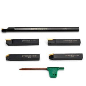 OSCARBIDE 3/8" Shank Lathe Turning Tool Set, 5pcs (4 Carbide Tool Holders + 1 Boring Bar),Metal Lathe Tools with Carbide Inserts TCMT110204(TCMT21.51) - Image 4
