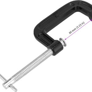 JEUIHAU 8 Piece 3 Inch C-Clamp Set, Heavy Duty C Clamp, Small C Clamps Set Cast Iron C Clamp for Woodworking, Welding, Metal Workpiece, Carpentry, DIY, Black - Image 3