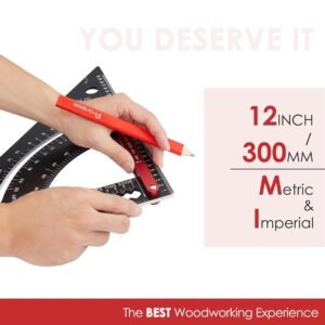 Adjustable Roofing Square - 12-Inch Aluminum Alloy Rafter Square Set, Precision Carpenter Pencils Woodworking Tool Set - Image 3