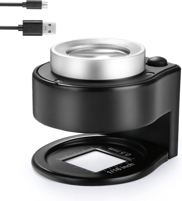 30X Coin Magnifier, USB Rechargeable 6 Lights Portable Metal Eye Loupe Sewing Magnifying Glass for Textile Optical Jewelry Tool Coins Currency Stamps (Black) 2 612EyeNOkQS. AC SL1500