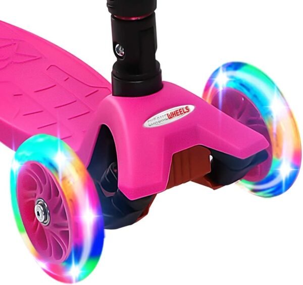 ChromeWheels Foldable Scooters for Kids, Deluxe Kick Scooter 4 Adjustable Height 132lbs Weight Limit 3 Wheel, Lean to Steer LED Light Up Wheels, Best Gifts for Girls Boys Age 3-12 Year Old 4 6146uMZet5L. AC SL1000