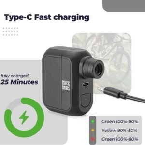 ROCKBROS Mini Bike Pump Portable Bike Tire Pump 100PSI Electric Bike Pump Mini Air Pump Tire Inflator Rechargeable with Presta Schrader Valve - Image 4