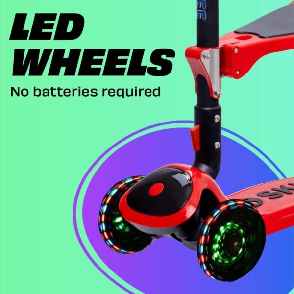 SKIDEE Kick Scooters for Kids Ages 3-5, Adjustable Height Foldable Scooter with Removable Seat, 3 LED Light Wheels, Rear Brake, Wide Standing Board, Suitable Up to 12 Year Old Boys/Girls 3 615kmA HkAL. AC SL1080