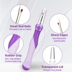 Needle and Thread Seam Ripper, Rippers for Sewing and Thread,Remover Stitch Tool for Hand Sewing, Knitting, Cross Stitching, Embroidery and Thread Removal (Purple) - Image 4