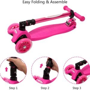 ChromeWheels Foldable Scooters for Kids, Deluxe Kick Scooter 4 Adjustable Height 132lbs Weight Limit 3 Wheel, Lean to Steer LED Light Up Wheels, Best Gifts for Girls Boys Age 3-12 Year Old 18 ChromeWheels Foldable Scooters for Kids, Deluxe Kick Scooter 4 Adjustable Height 132lbs Weight Limit 3 Wheel, Lean to Steer LED Light Up Wheels, Best Gifts for Girls Boys Age 3-12 Year Old - Image 8