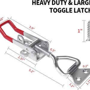 Heavy Duty Toggle Latch Clamp 4003, Large Adjustable Toggle Clamp Latch With Lock Hole, 1320Lbs Holding Capacity Pull Latch for Smoker Lid Jig, Tool Box Case - 4Pack (with 20PCS Screws) - Image 6