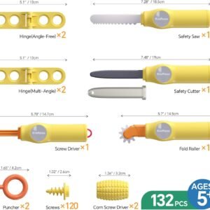 Cardboard Cutter for Kids – 132 PCS Upcycled Cardboard Construction Tool Kit & STEM Educational Toys for Family & Team Projects – Creative Building Kit for Boys & Girls Ages 5+ - Image 3