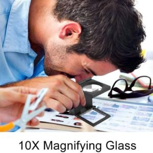 Three- Folding Magnifier with Scale 10X Magnifiation Optical Lens 28mm Three Packs Mini Pocket Magnifying Glass for Textile Jewelry Tool DIY Crafts - Image 7
