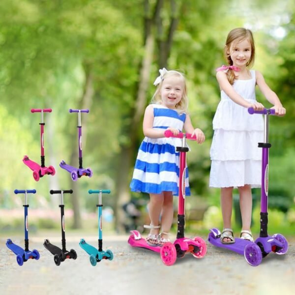 ChromeWheels Foldable Scooters for Kids, Deluxe Kick Scooter 4 Adjustable Height 132lbs Weight Limit 3 Wheel, Lean to Steer LED Light Up Wheels, Best Gifts for Girls Boys Age 3-12 Year Old 10 61F9SM6lluL. AC SL1000