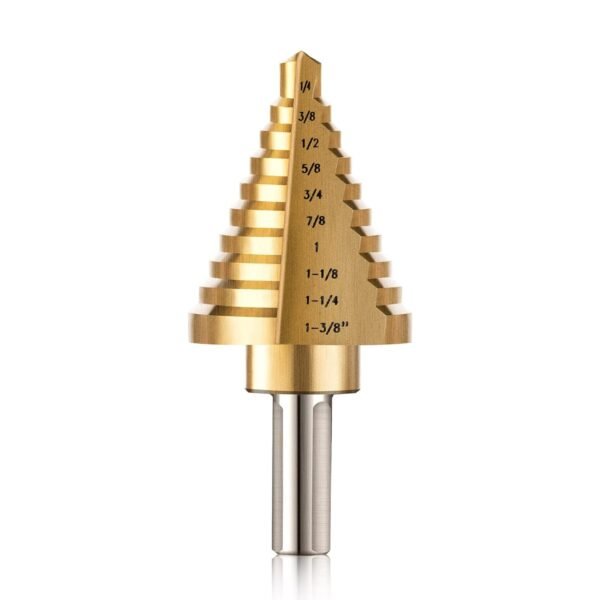 ZELCAN 10 Sizes Titanium Step Drill Bit, 1/4 to 1-3/8 Inches High Speed Steel Drill Cone Bits for Sheet Metal Hole Drilling Cutting, HSS Multi Size Hole Stepped Up Unibit for DIY Lovers Electrician 2 61JNWPAiZ7L. SL1500