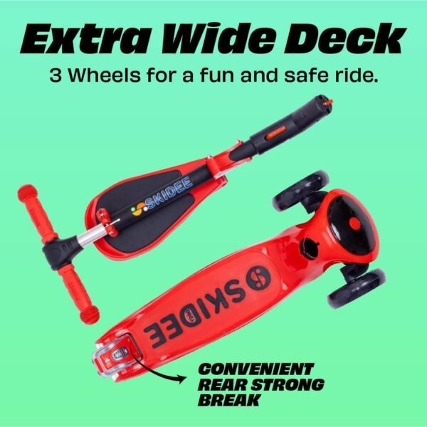SKIDEE Kick Scooters for Kids Ages 3-5, Adjustable Height Foldable Scooter with Removable Seat, 3 LED Light Wheels, Rear Brake, Wide Standing Board, Suitable Up to 12 Year Old Boys/Girls 4 61PTbtFUvVL. AC SL1080