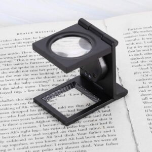 30X Magnifying Glass Jewelers Loupe, Pocket Portable Folding Magnifier with LED Light, Zinc Alloy Jewelers Loupe Magnifier for Computer Repairing Textile Optical Jewelry Tool - Image 5